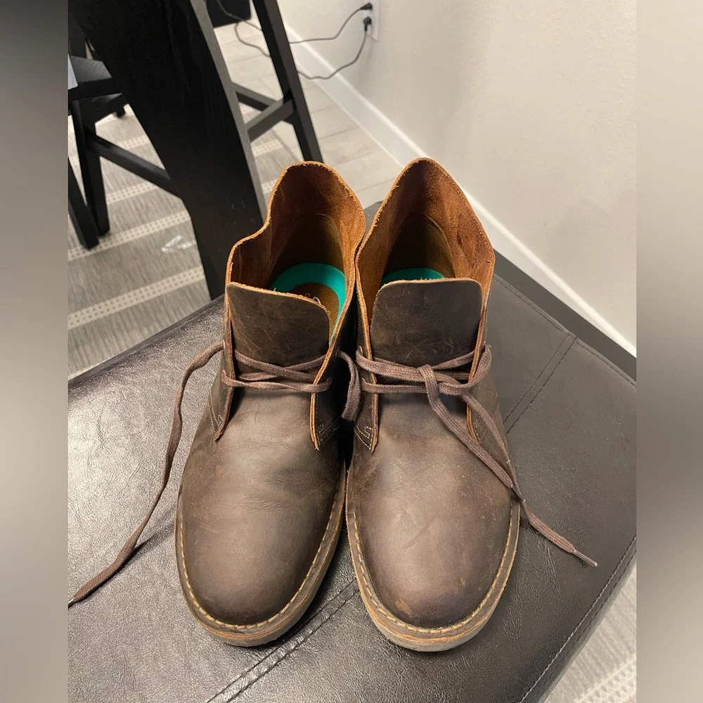 Clarks collection Brown oiled waxed Leather Chukka Boots Mens US 12 W